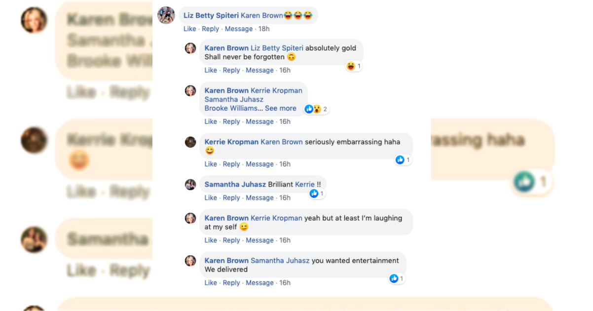 Facebook reactions to the Ladies Luncheon event at Hillside Football and Netball Club near Melbourne. Absolutely gold! Shall never be forgotten.