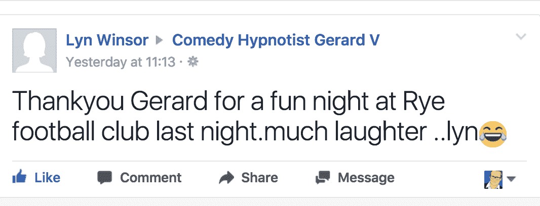 Thank you Gerard for a Great Night at Rye Football Club